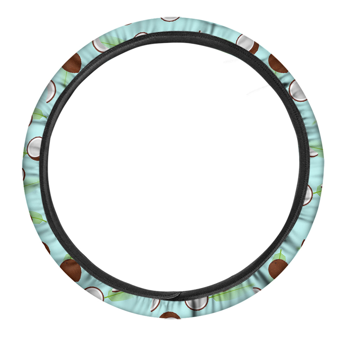 Blue Coconut Print Pattern Car Steering Wheel Cover-grizzshop