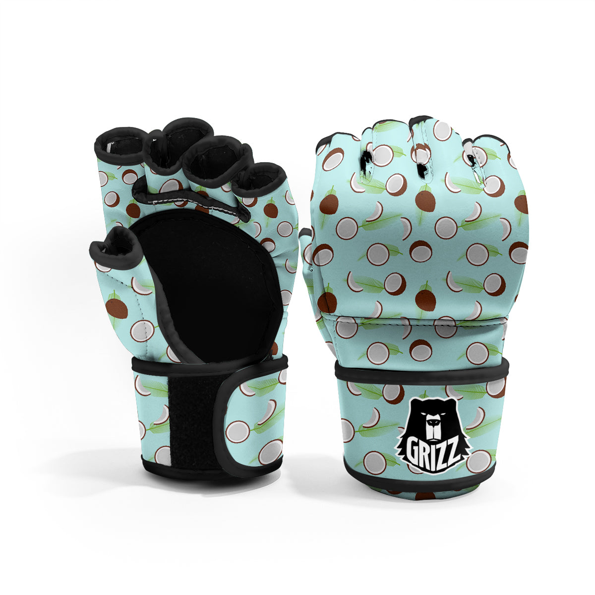 Blue Coconut Print Pattern MMA Gloves-grizzshop