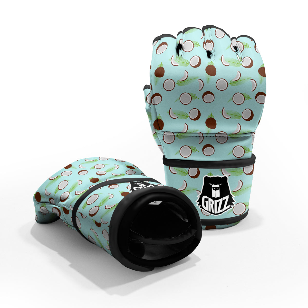Blue Coconut Print Pattern MMA Gloves-grizzshop