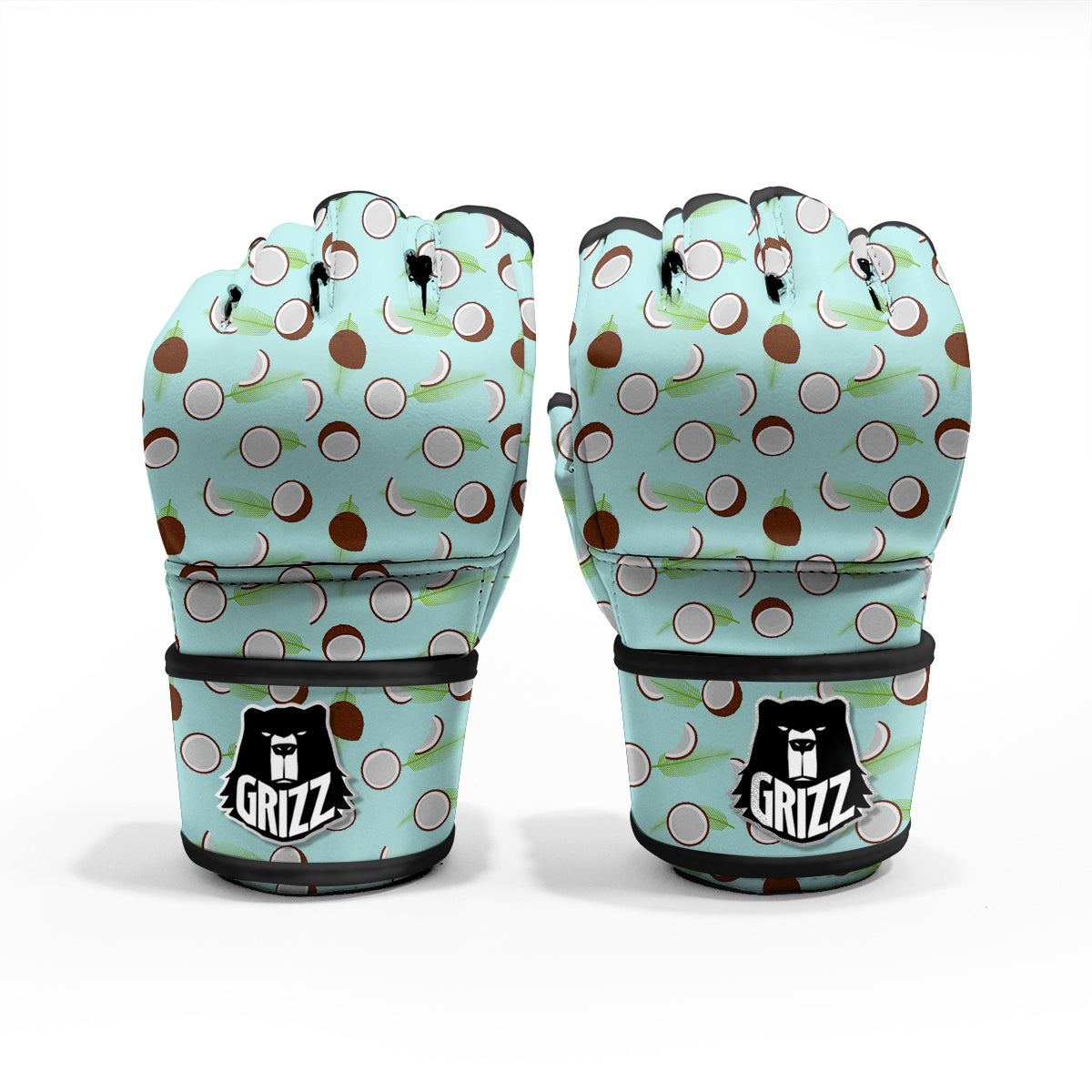 Blue Coconut Print Pattern MMA Gloves-grizzshop