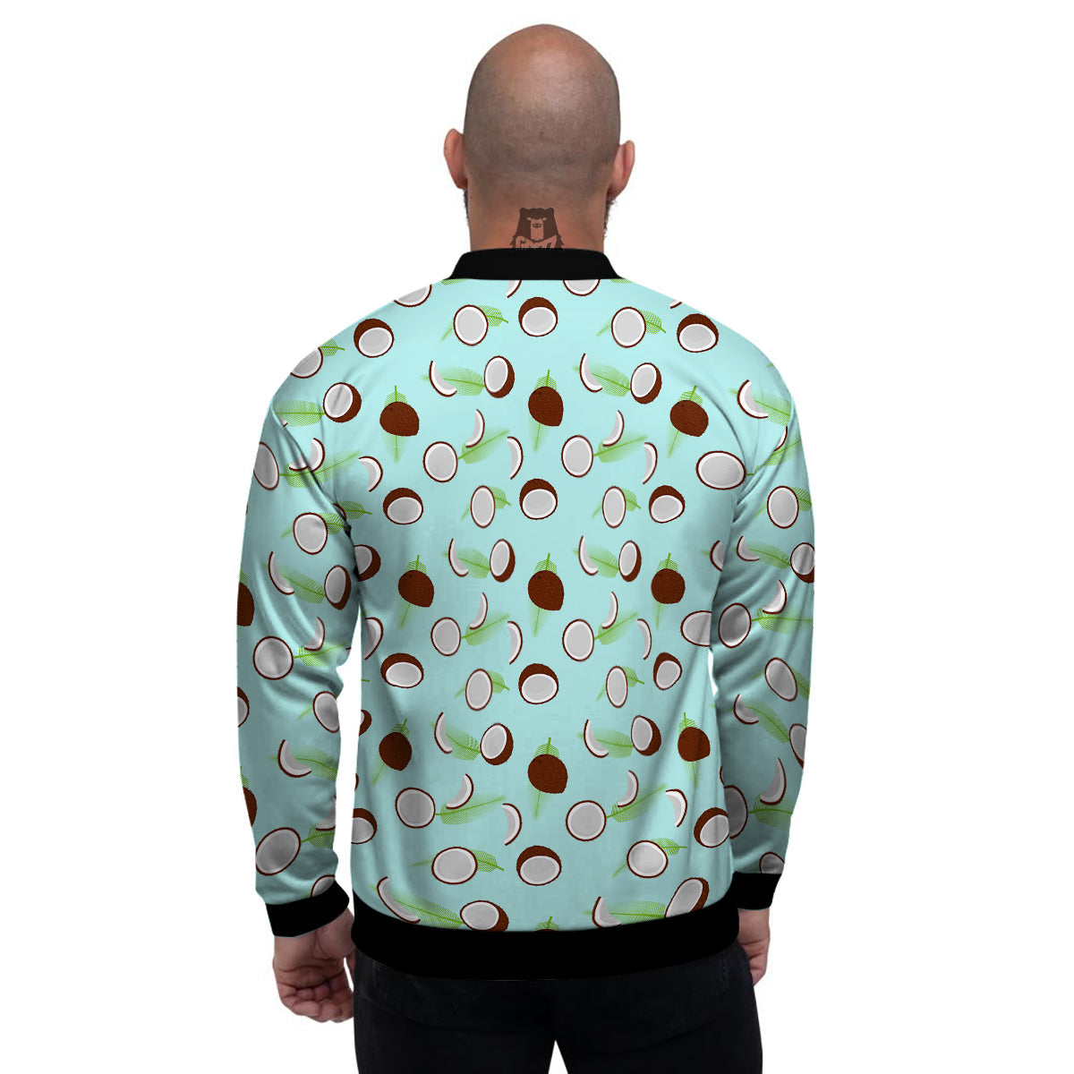 Blue Coconut Print Pattern Men's Bomber Jacket-grizzshop