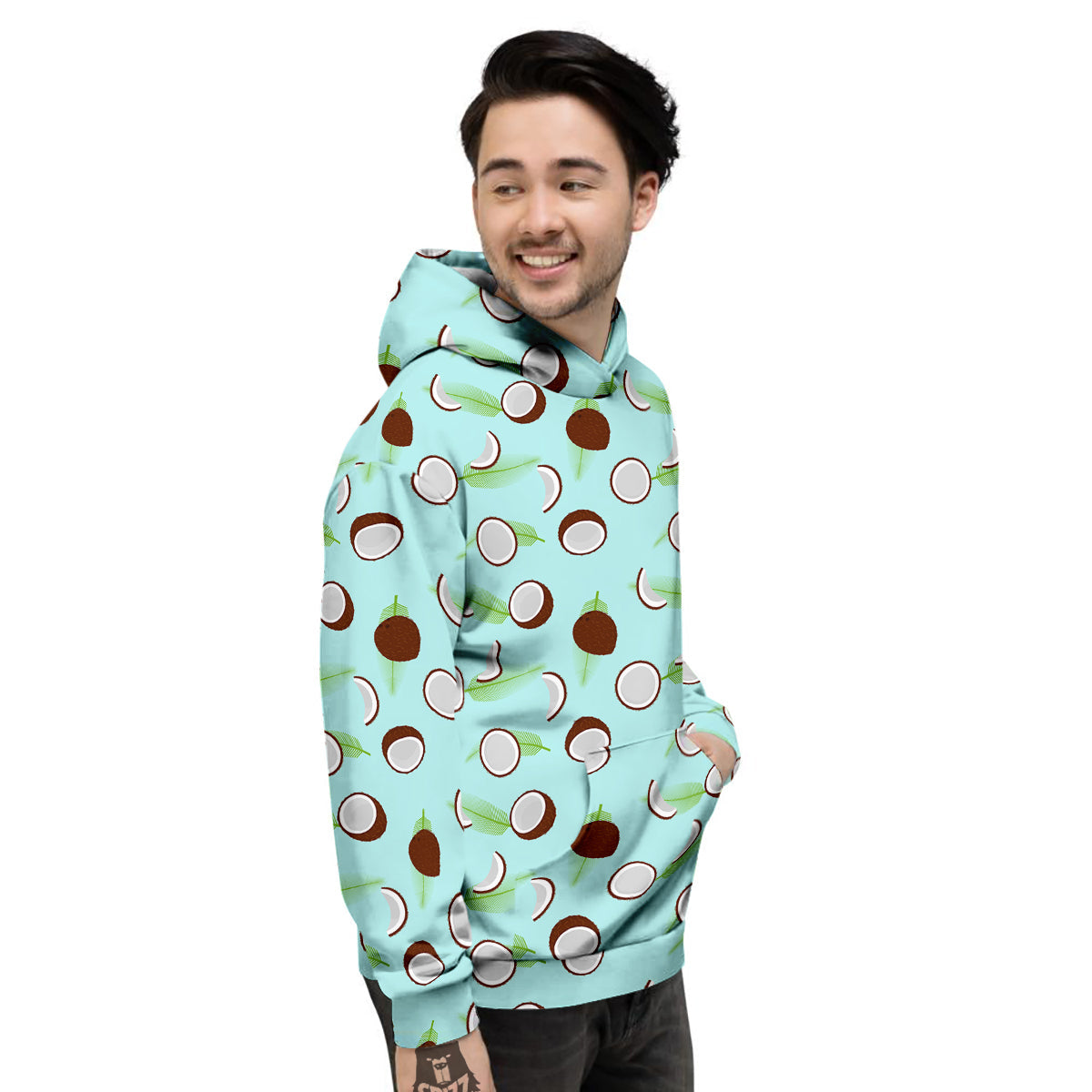 Blue Coconut Print Pattern Men's Hoodie-grizzshop