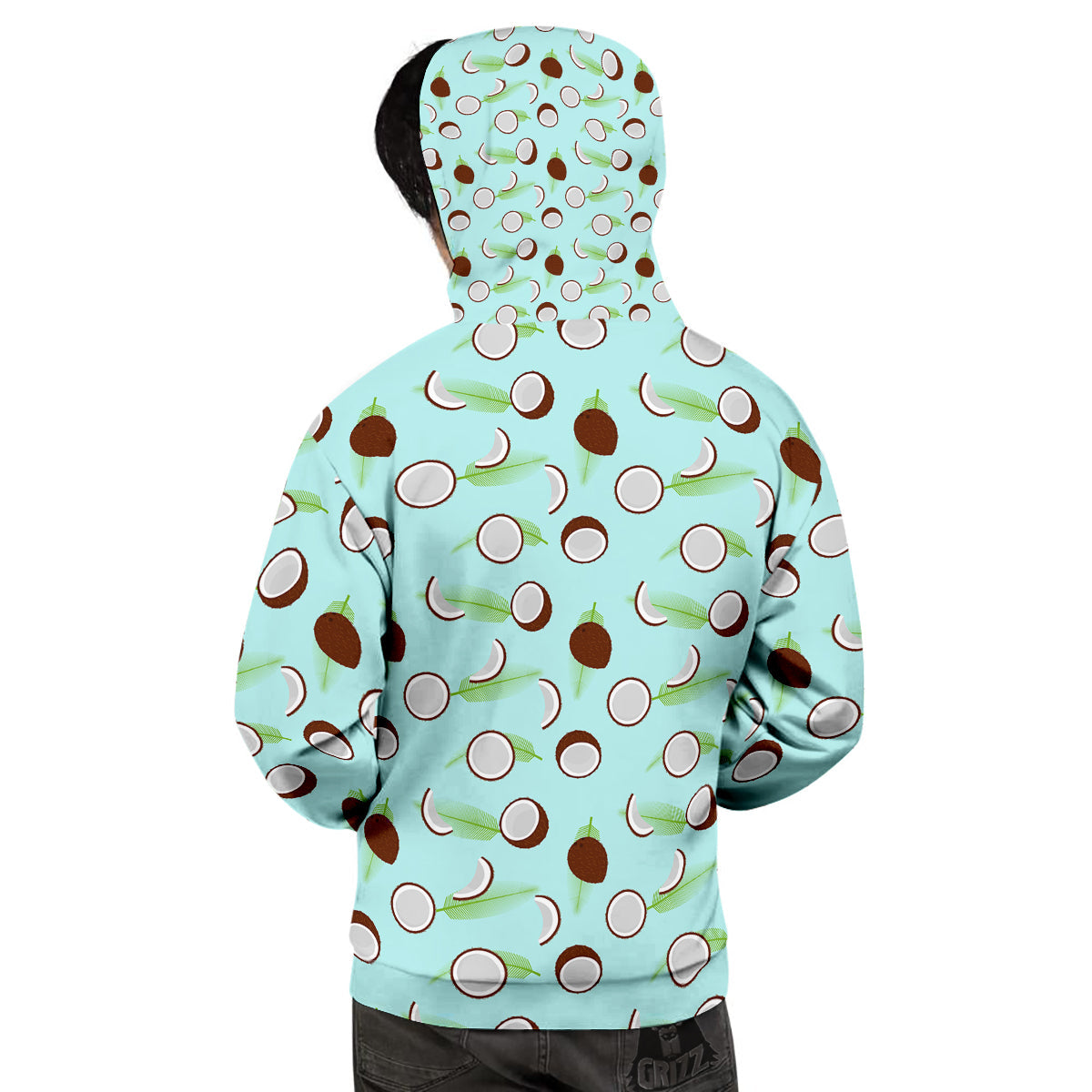 Blue Coconut Print Pattern Men's Hoodie-grizzshop