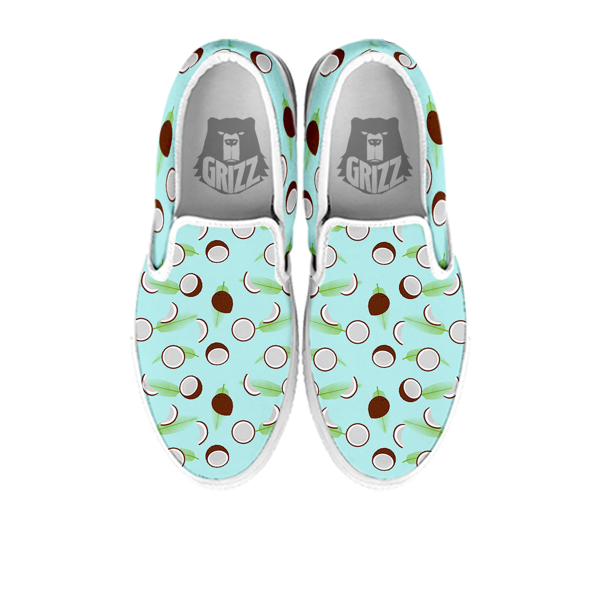 Blue Coconut Print Pattern White Slip On Shoes-grizzshop
