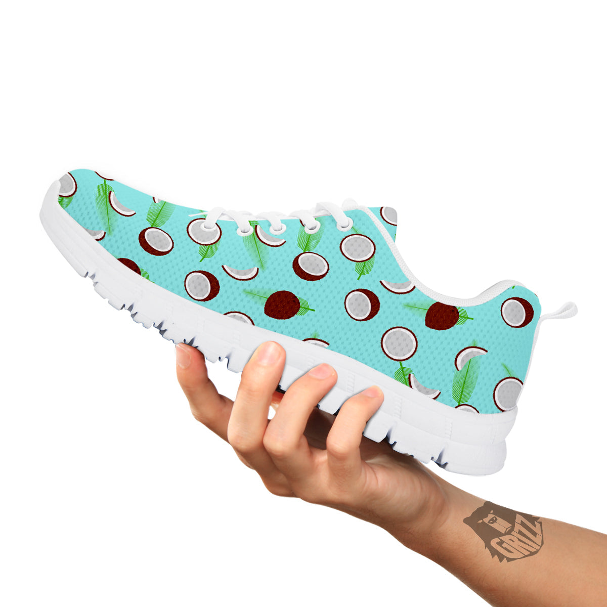 Blue Coconut Print Pattern White Sneaker-grizzshop
