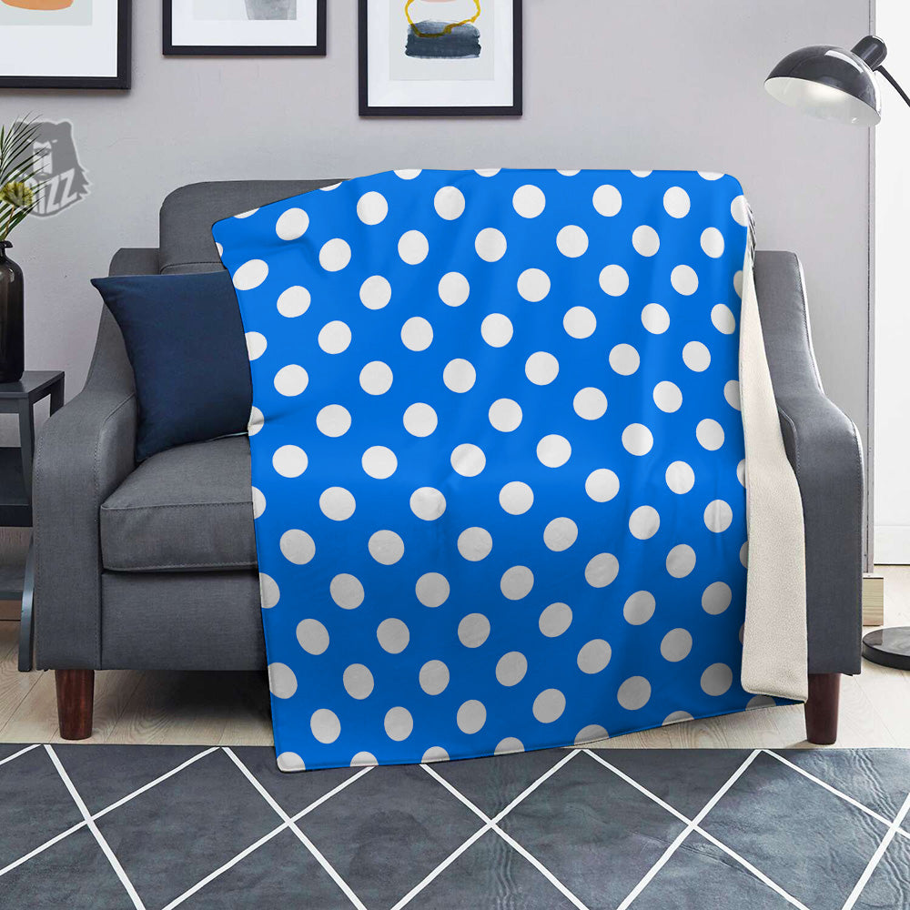 Blue Color Polka Dot Print Pattern Blanket-grizzshop