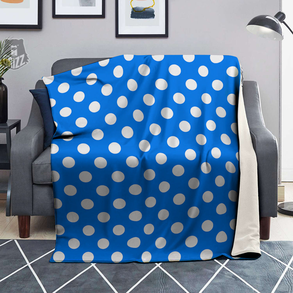 Blue Color Polka Dot Print Pattern Blanket-grizzshop