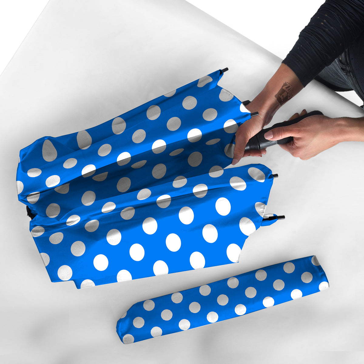 Blue Color Polka Dot Print Pattern Umbrella-grizzshop