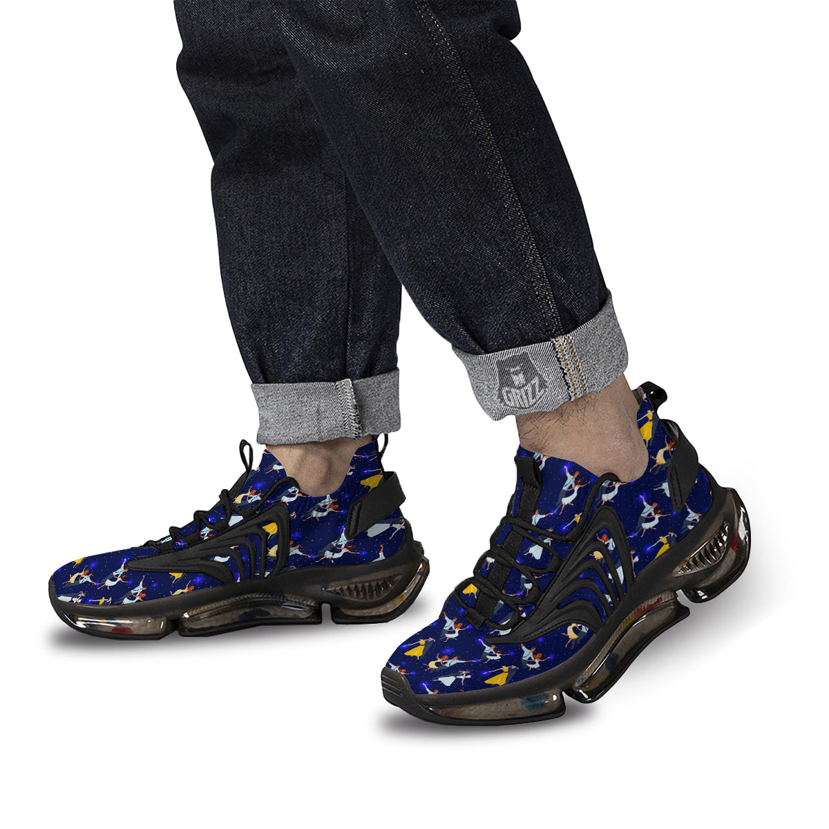 Blue Dancer Print Pattern Black Gym Shoes-grizzshop
