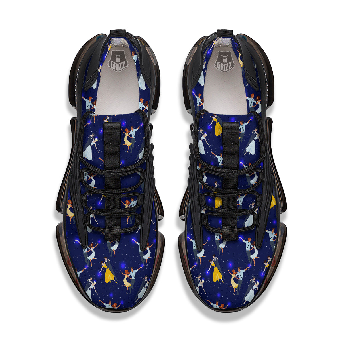 Blue Dancer Print Pattern Black Gym Shoes-grizzshop