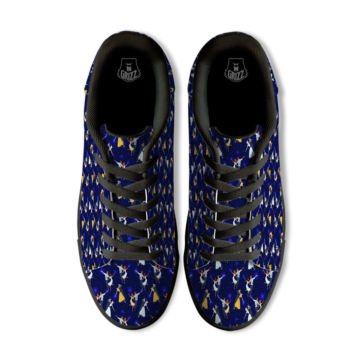 Blue Dancer Print Pattern Black Low Top Sneakers-grizzshop