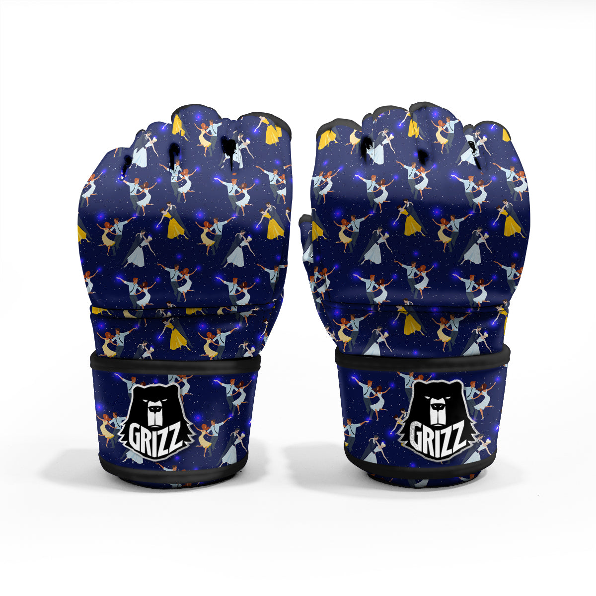 Blue Dancer Print Pattern MMA Gloves-grizzshop