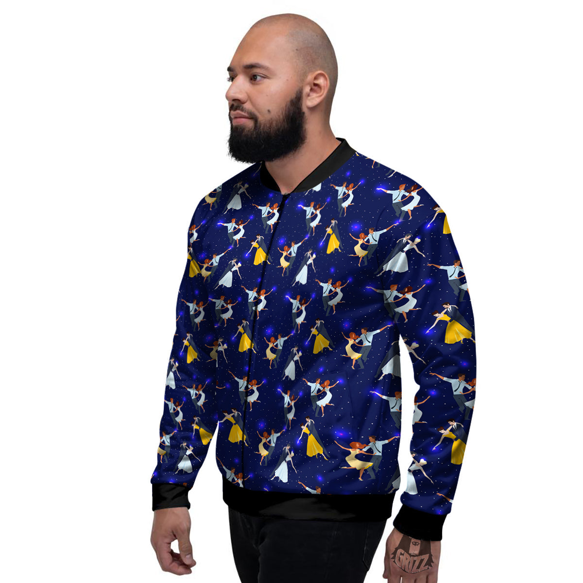 Blue Dancer Print Pattern Men's Bomber Jacket-grizzshop