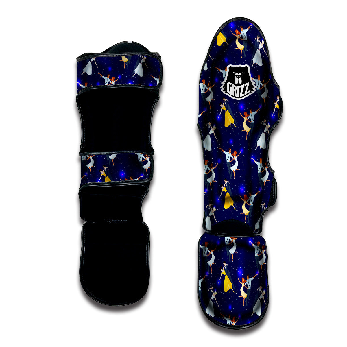 Blue Dancer Print Pattern Muay Thai Shin Guards-grizzshop