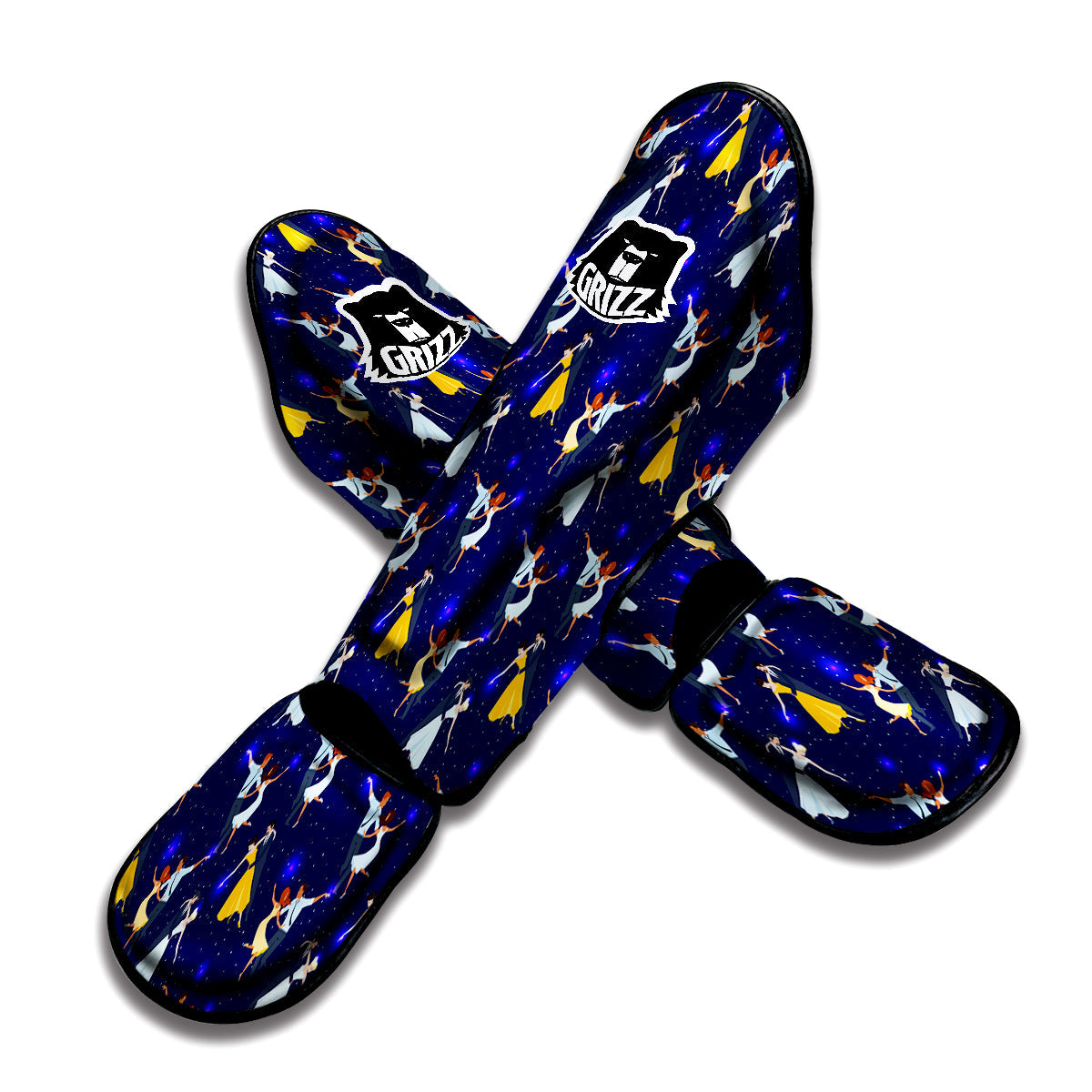 Blue Dancer Print Pattern Muay Thai Shin Guards-grizzshop