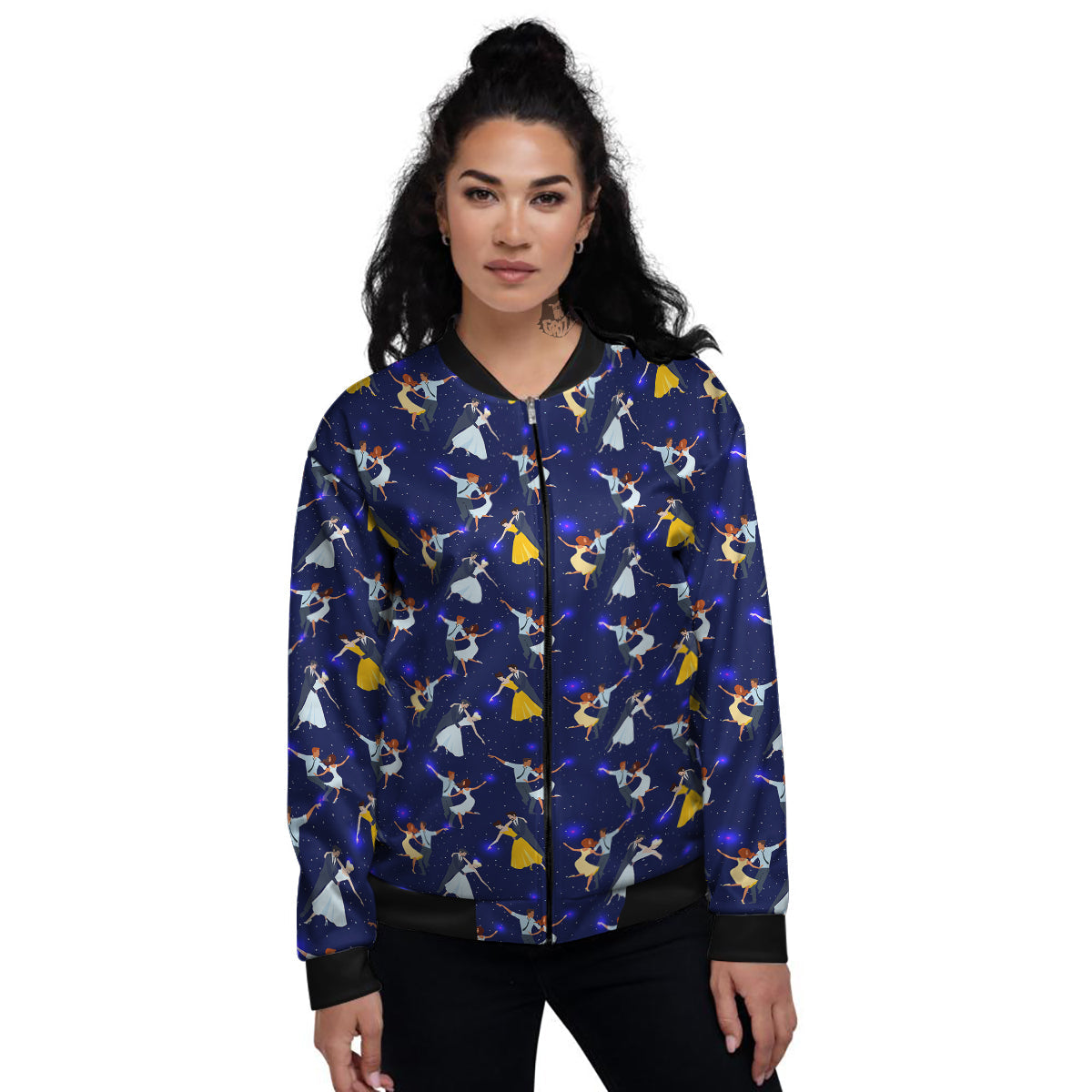 Blue Dancer Print Pattern Women's Bomber Jacket-grizzshop