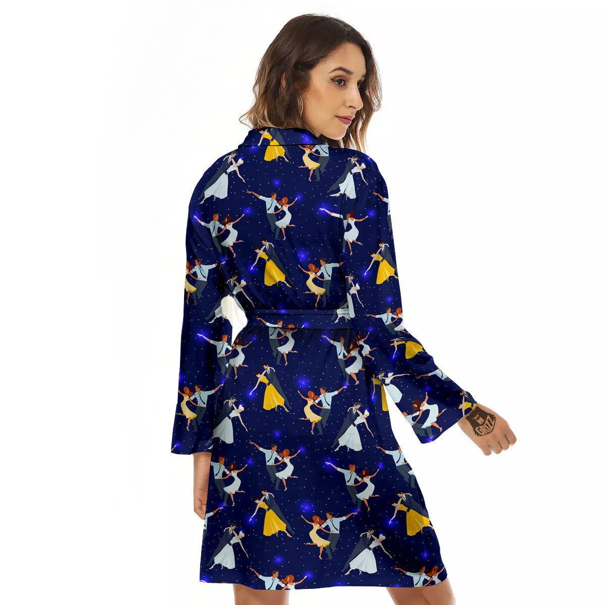 Blue Dancer Print Pattern Women's Robe-grizzshop