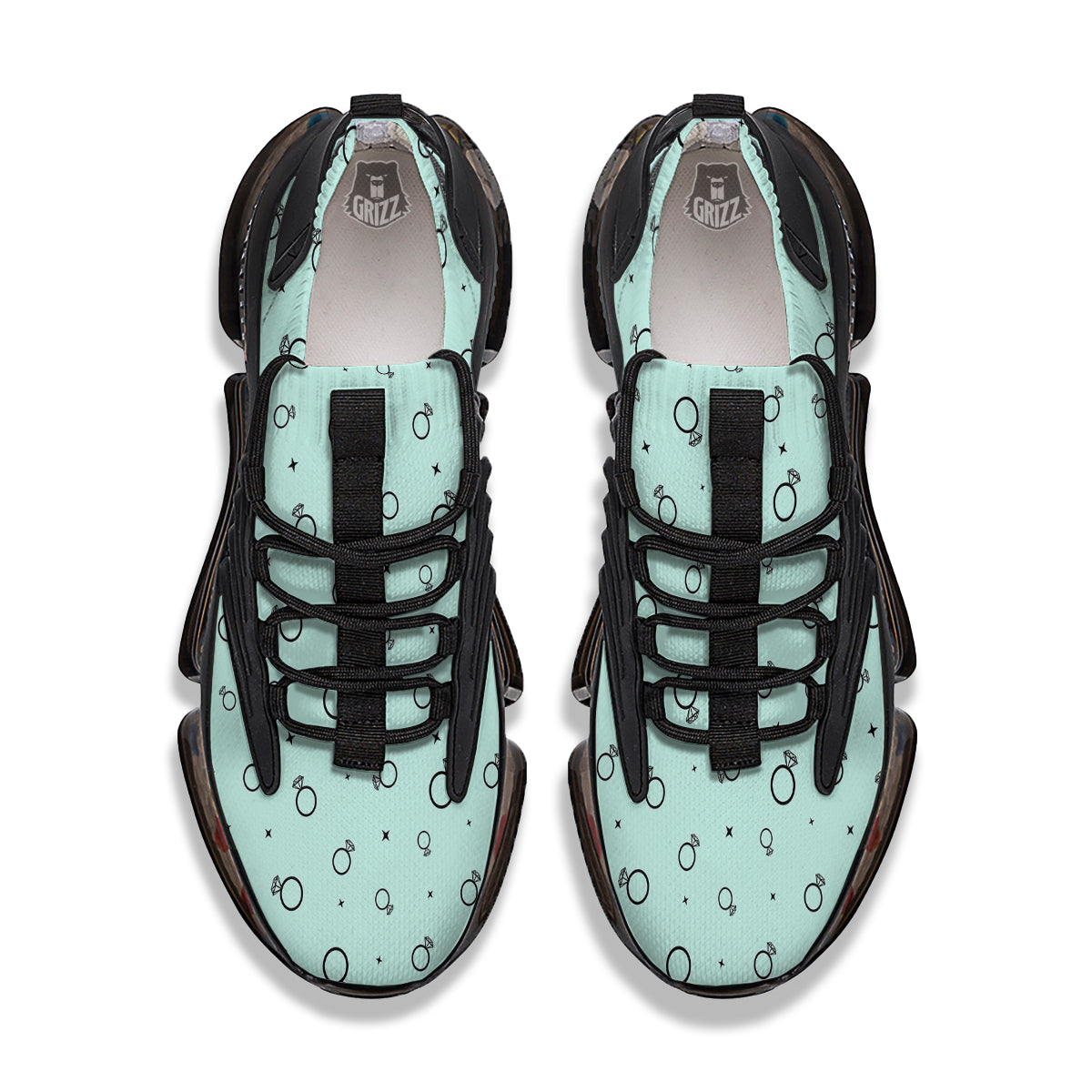 Blue Diamond Ring Print Pattern Black Gym Shoes-grizzshop