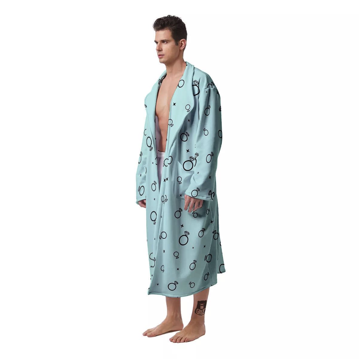 Blue Diamond Ring Print Pattern Men's Robe-grizzshop