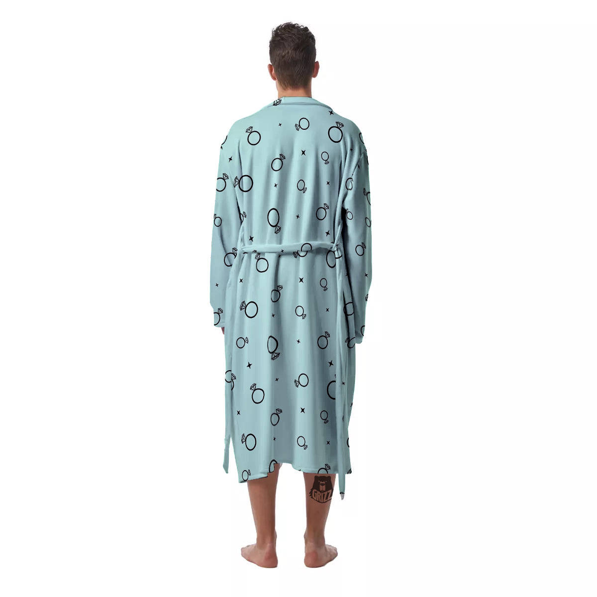 Blue Diamond Ring Print Pattern Men's Robe-grizzshop