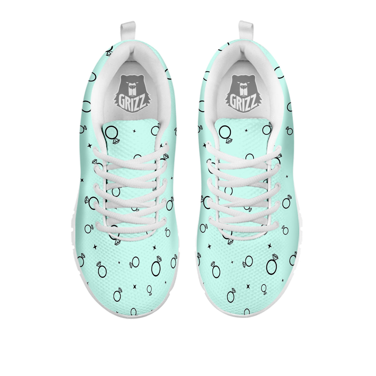 Blue Diamond Ring Print Pattern White Sneaker-grizzshop