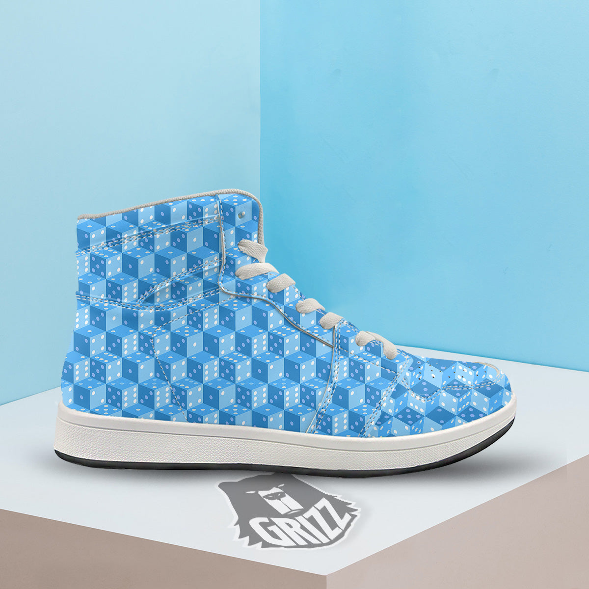 Blue Dice Casino Print Pattern High Top Sneakers-grizzshop