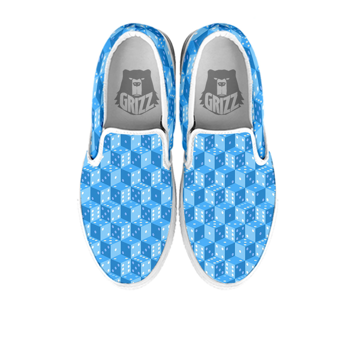 Blue Dice Casino Print Pattern White Slip On Shoes-grizzshop