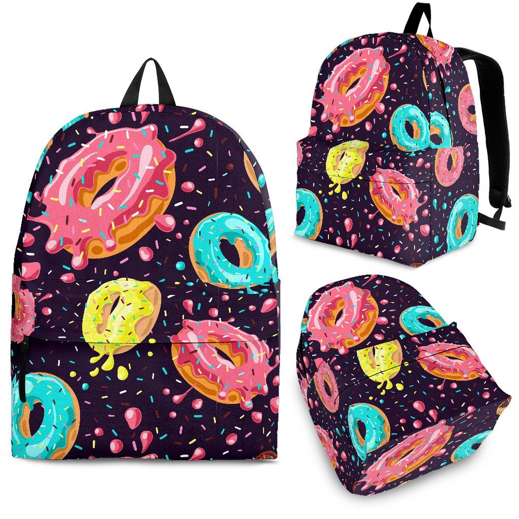Blue Donut Pattern Print Backpack-grizzshop