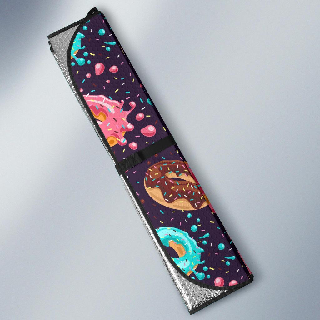 Blue Donut Pattern Print Car Sun Shade-grizzshop