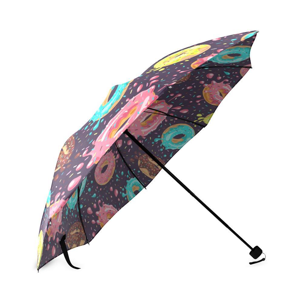 Blue Donut Pattern Print Foldable Umbrella-grizzshop
