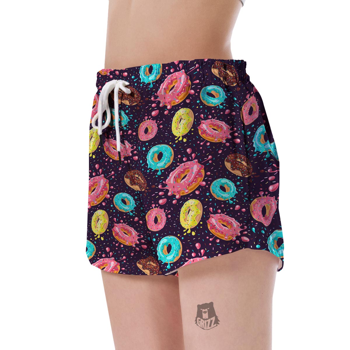 Blue Donut Pattern Print Women's Shorts-grizzshop