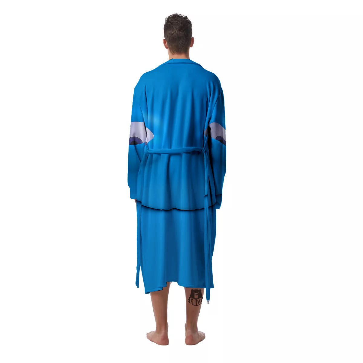 Blue Face Cartoon Emoticon Character Print Men's Robe-grizzshop