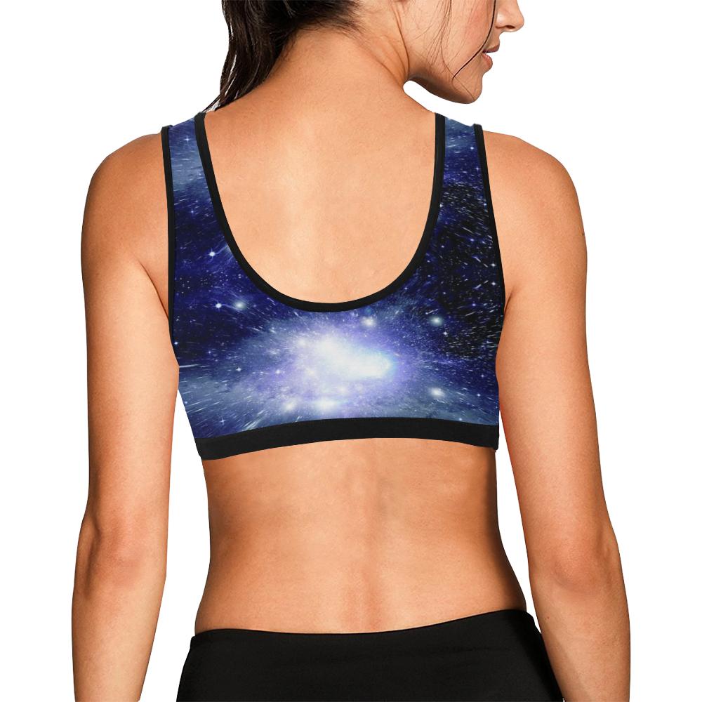 Blue Galaxy Space Stardust Print Women Sports Bra-grizzshop