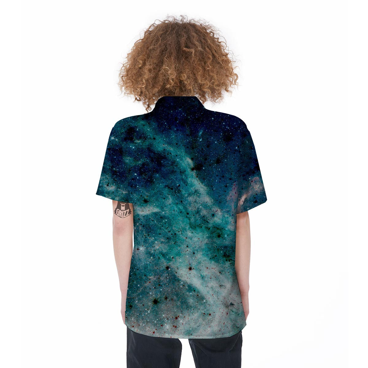 Blue Galaxy Space Women's Short Sleeve Shirts-grizzshop