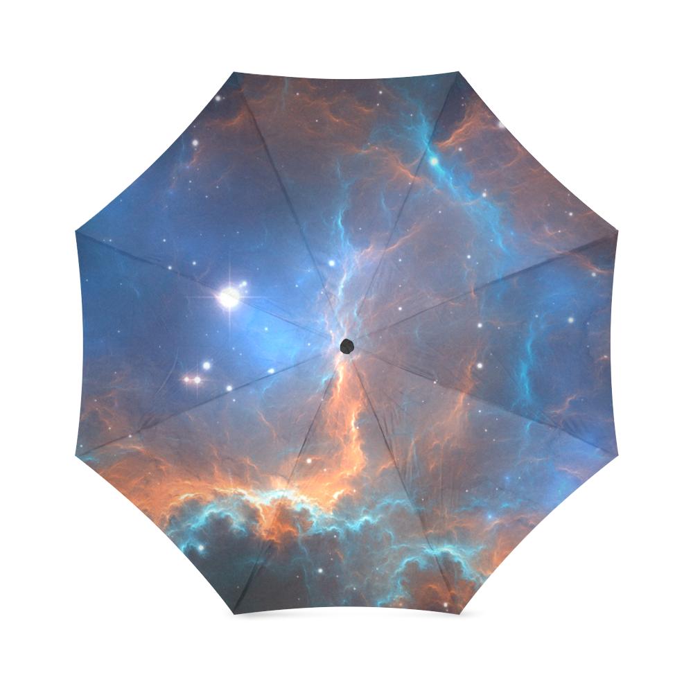 Blue Geomagnetic Storm Galaxy Space Print Foldable Umbrella-grizzshop