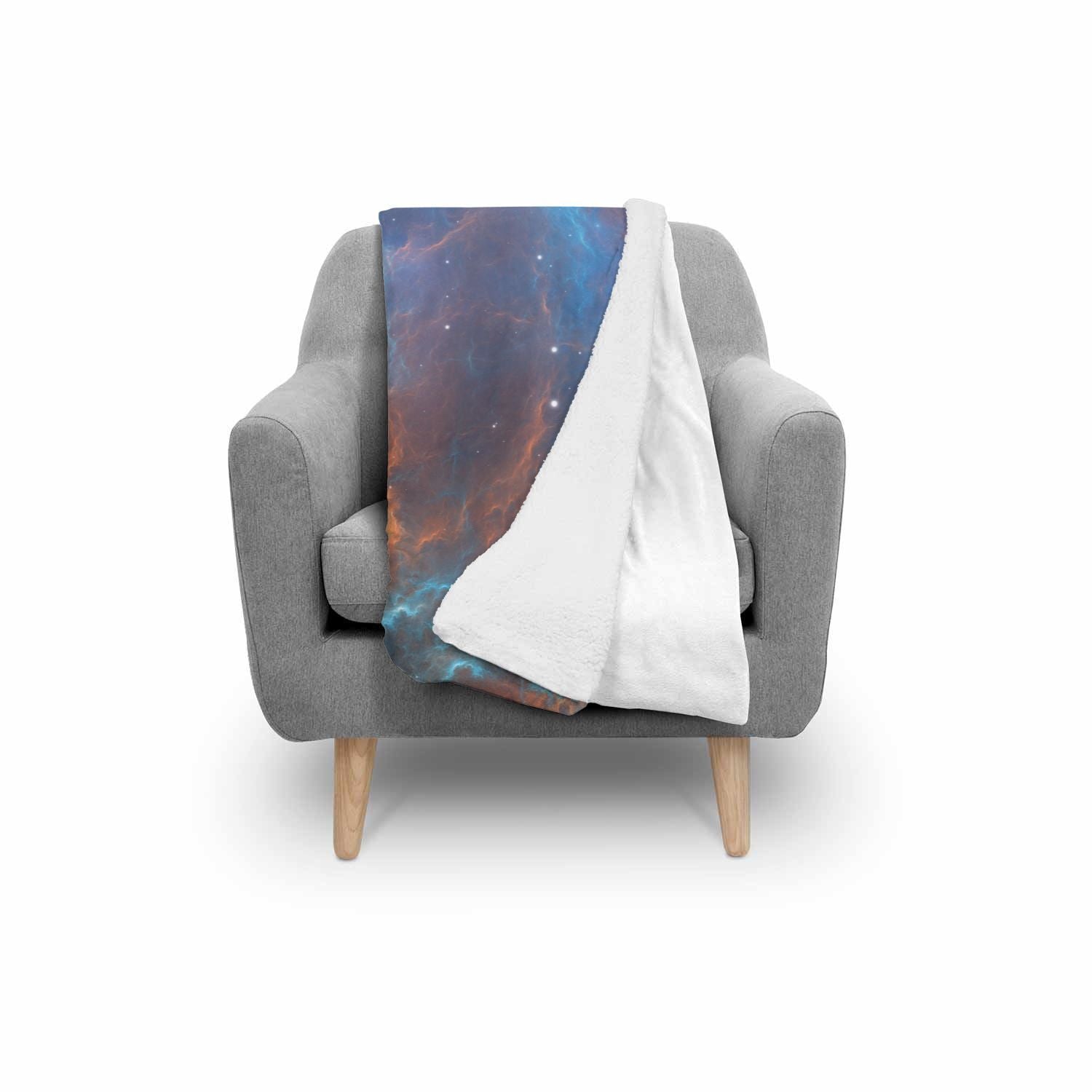 Blue Geomagnetic Storm Galaxy Space Print Throw Blanket-grizzshop