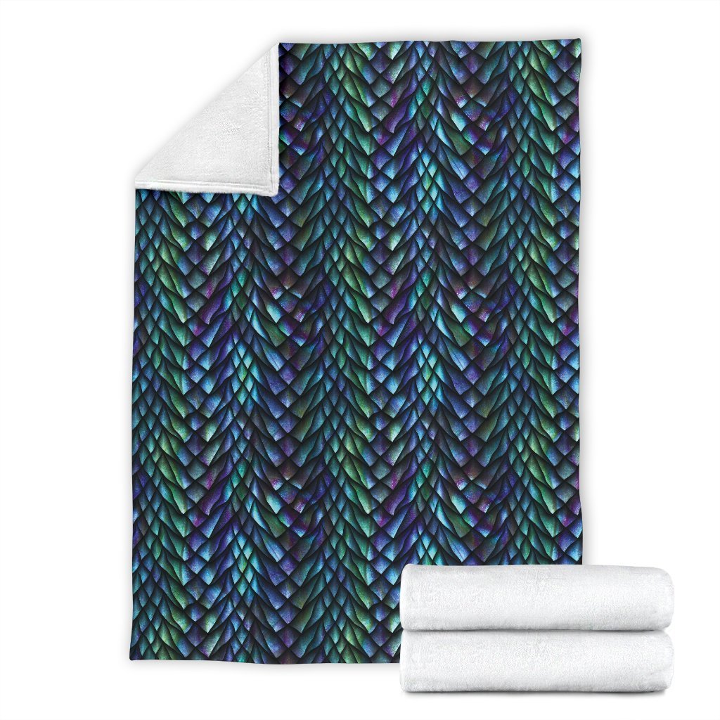 Blue Green Egg Skin Dragon Pattern Print Blanket-grizzshop