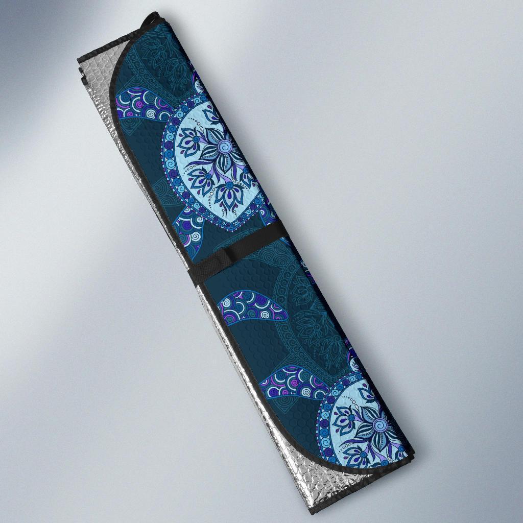 Blue Hawaiian Sea Turtle Pattern Print Car Sun Shade-grizzshop
