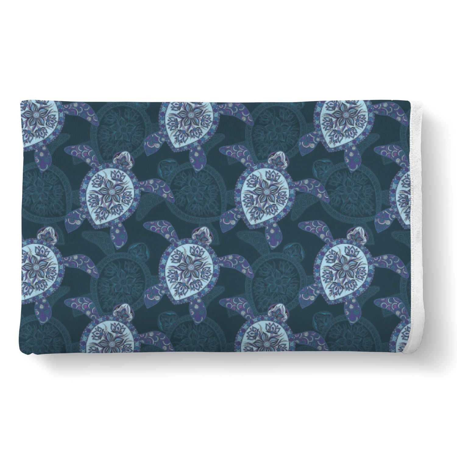 Blue Hawaiian Sea Turtle Pattern Print Throw Blanket-grizzshop