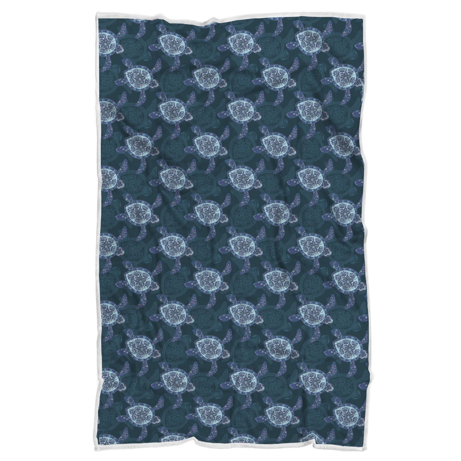 Blue Hawaiian Sea Turtle Pattern Print Throw Blanket-grizzshop