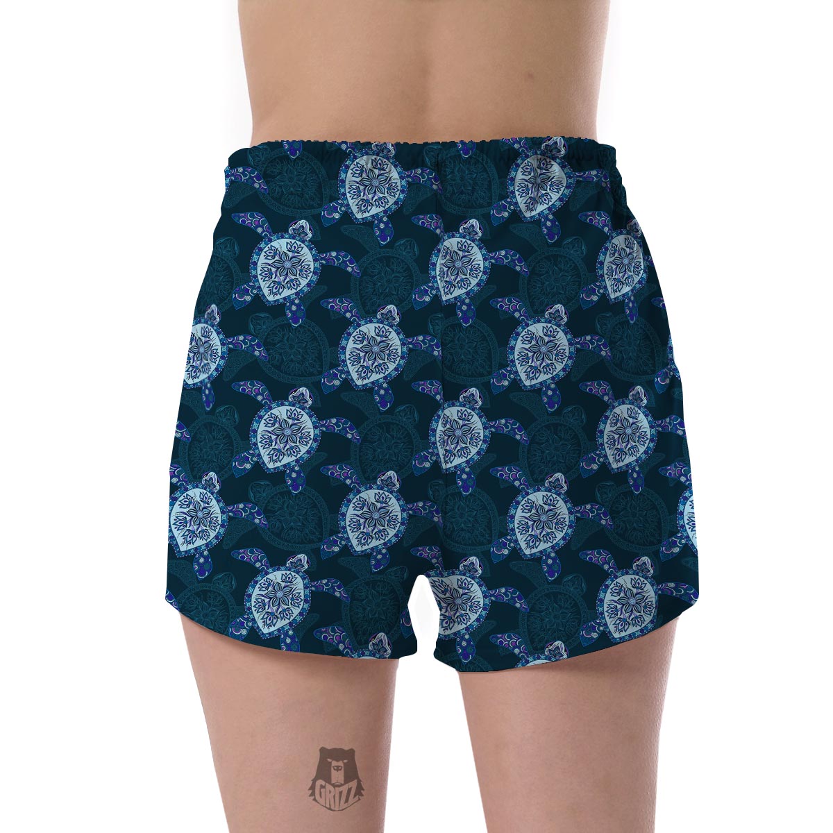 Blue Hawaiian Sea Turtle Pattern Print Women's Shorts-grizzshop