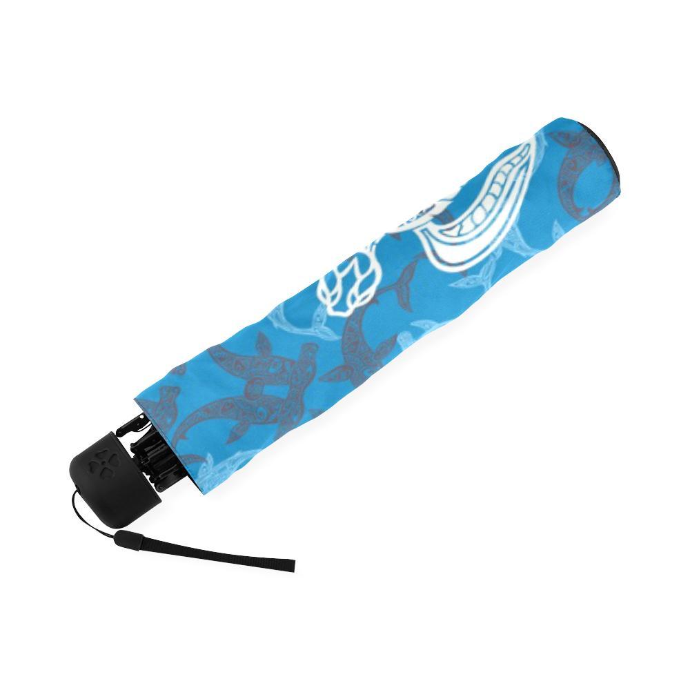 Blue Hawaiian Shark Sea Turtle Pattern Print Foldable Umbrella-grizzshop