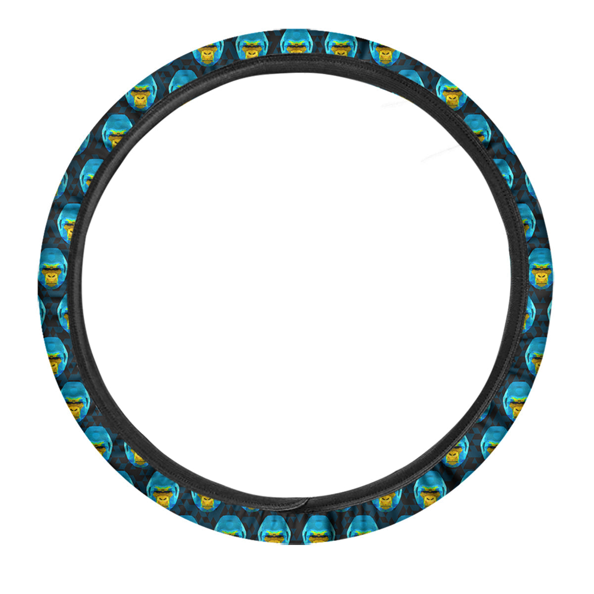 Blue Head Gorilla Geometric Triangle Print Pattern Car Steering Wheel Cover-grizzshop