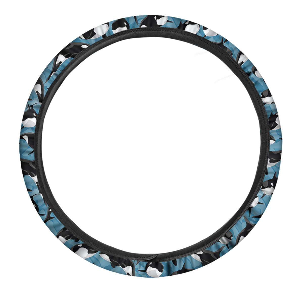 Blue Killer Whale Print Pattern Car Steering Wheel Cover-grizzshop