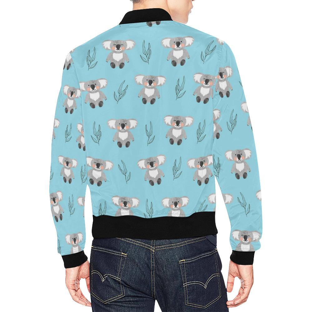 Blue Koala Pattern Print Men's Bomber Jacket-grizzshop