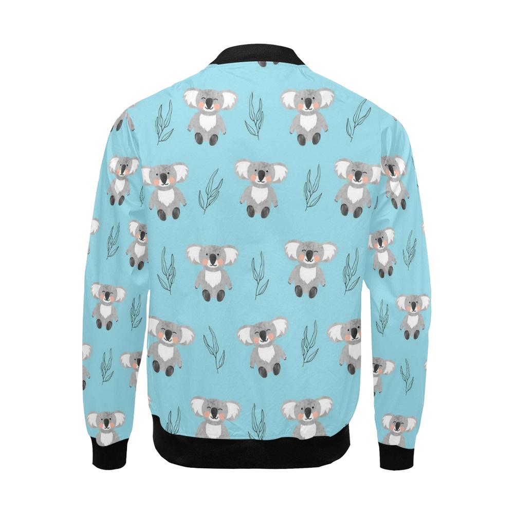 Blue Koala Pattern Print Men's Bomber Jacket-grizzshop