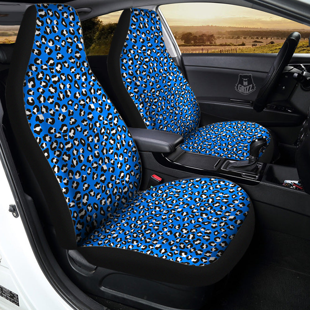 Blue Leopard Print Pattern Car Seat Covers-grizzshop