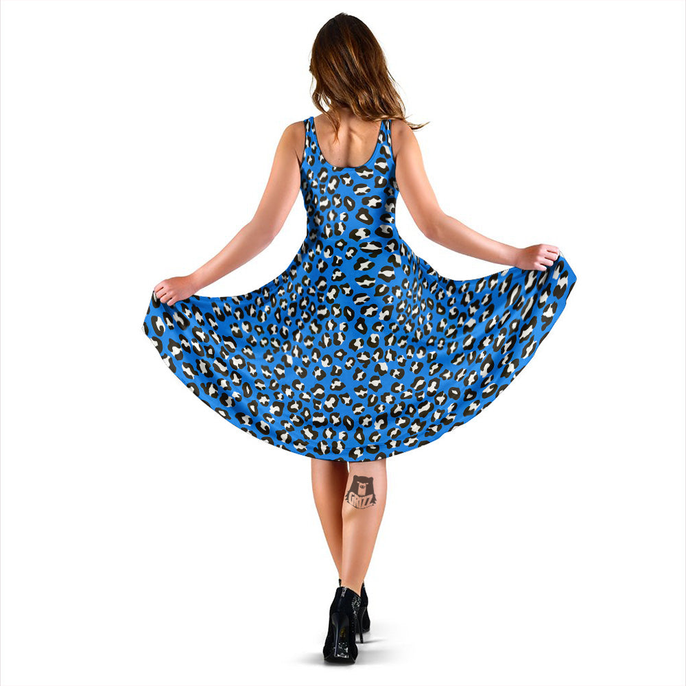 Blue Leopard Print Pattern Dress-grizzshop