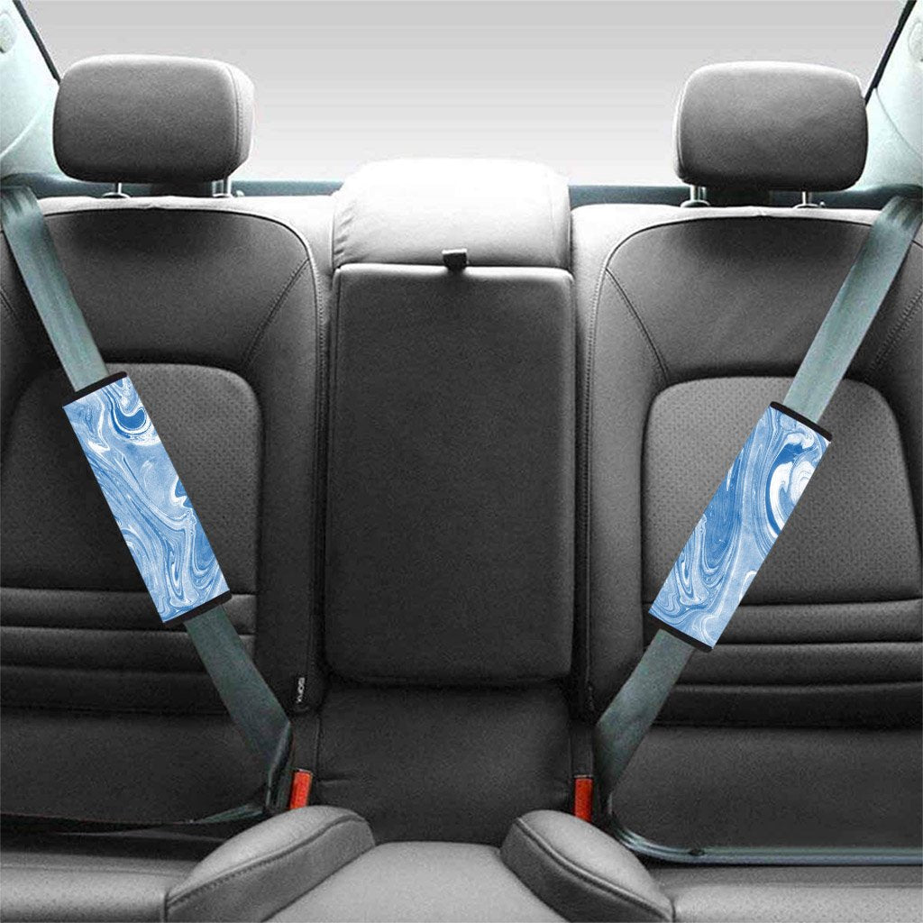 Blue Liquid Marble Seat Belt Cover-grizzshop