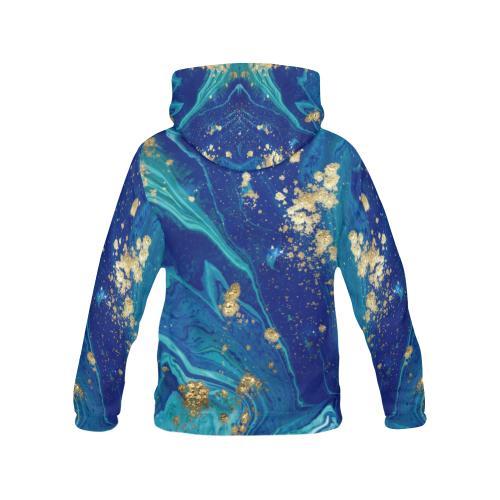 Blue Marble Pattern Print Men Pullover Hoodie-grizzshop